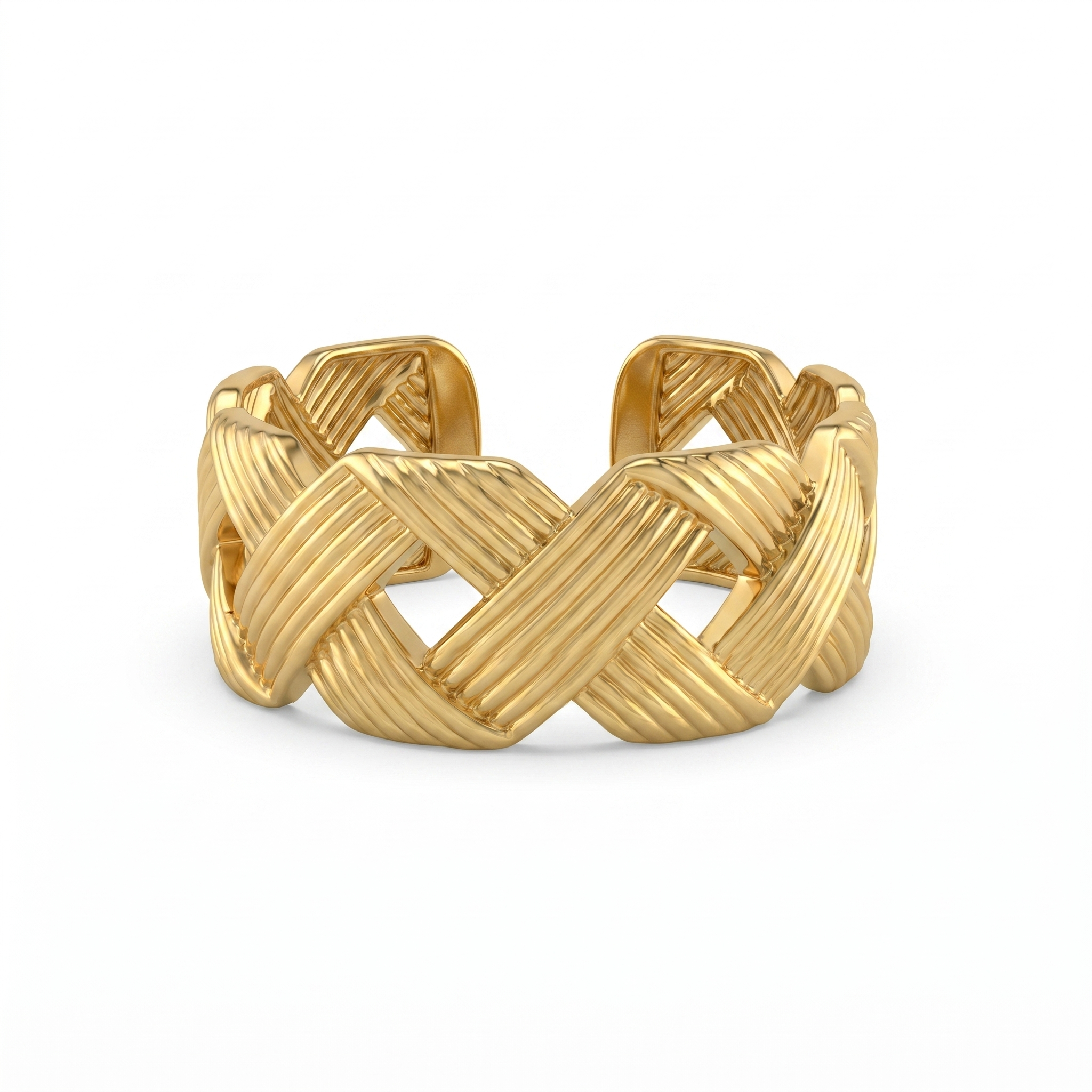 Gold Woven Braid Cuff Ring