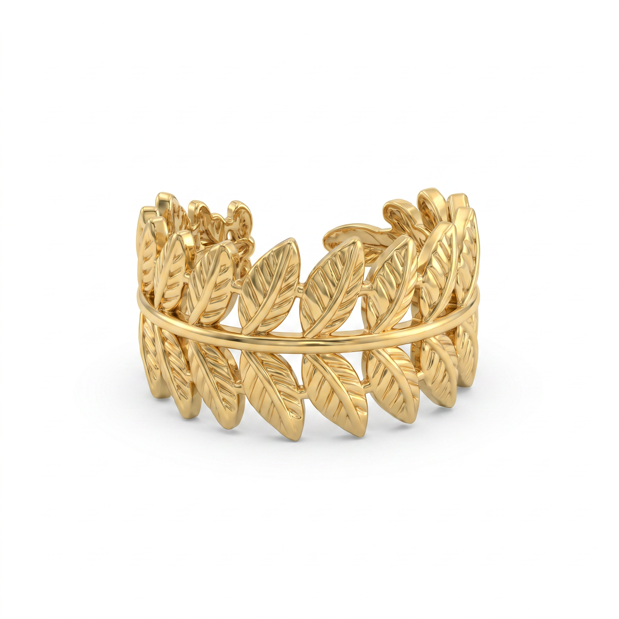 Gold Feather Row Ring