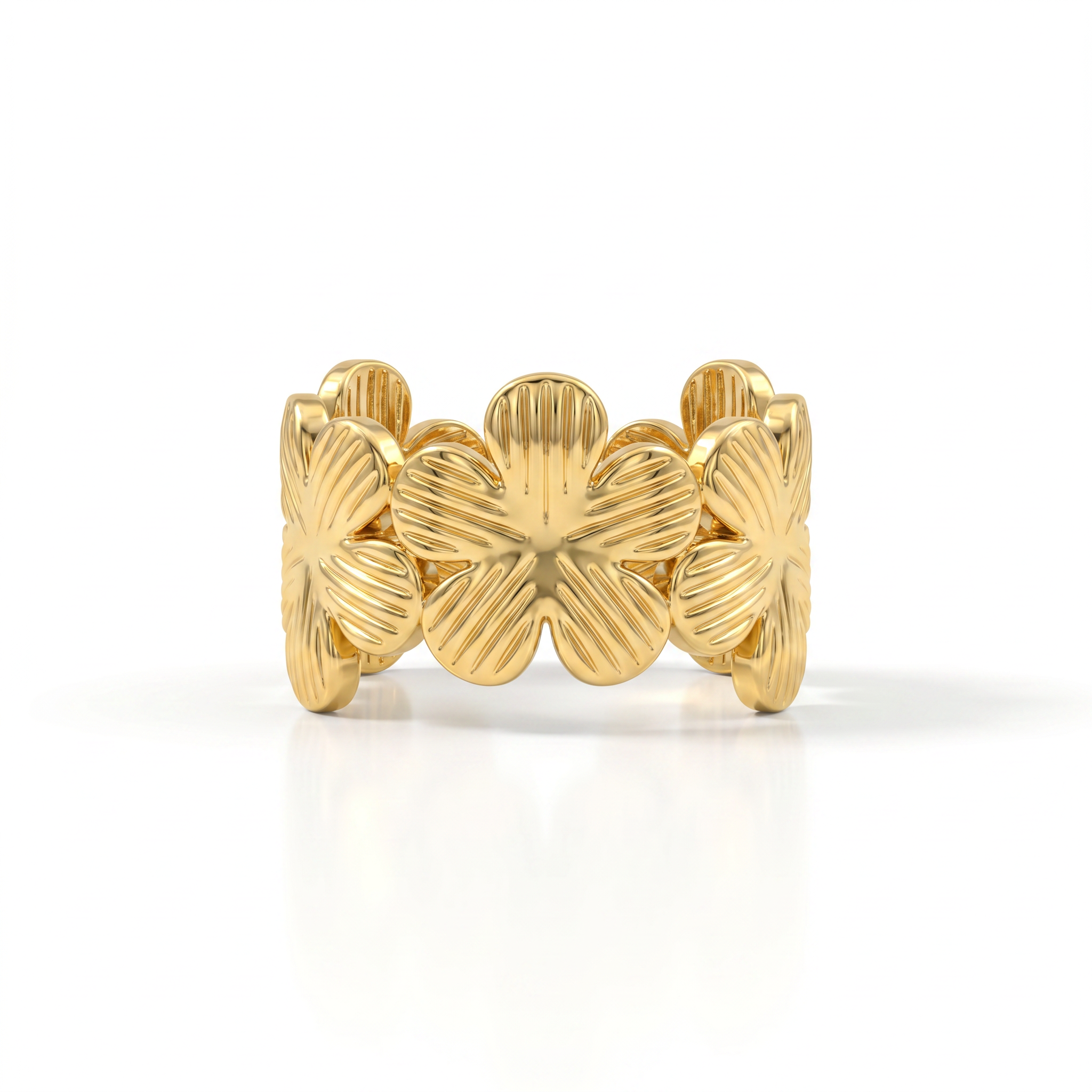 Gold Clover Band Ring