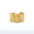 Gold Feather Wide Cuff Ring
