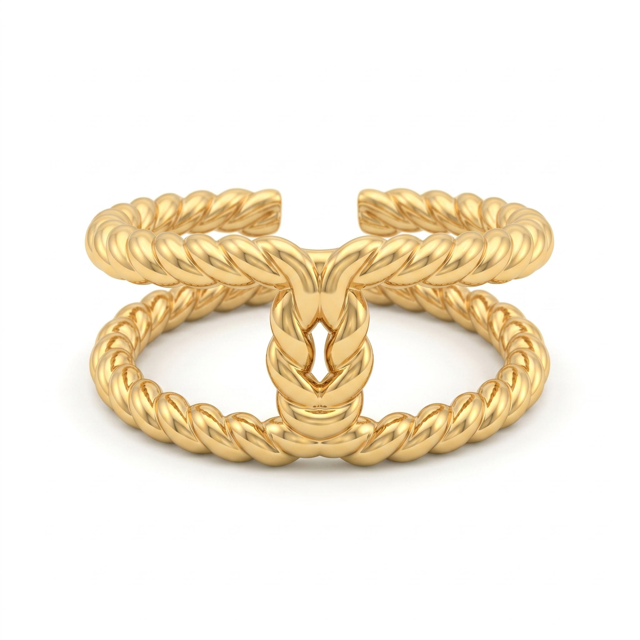Gold Rope Knot Cuff Ring