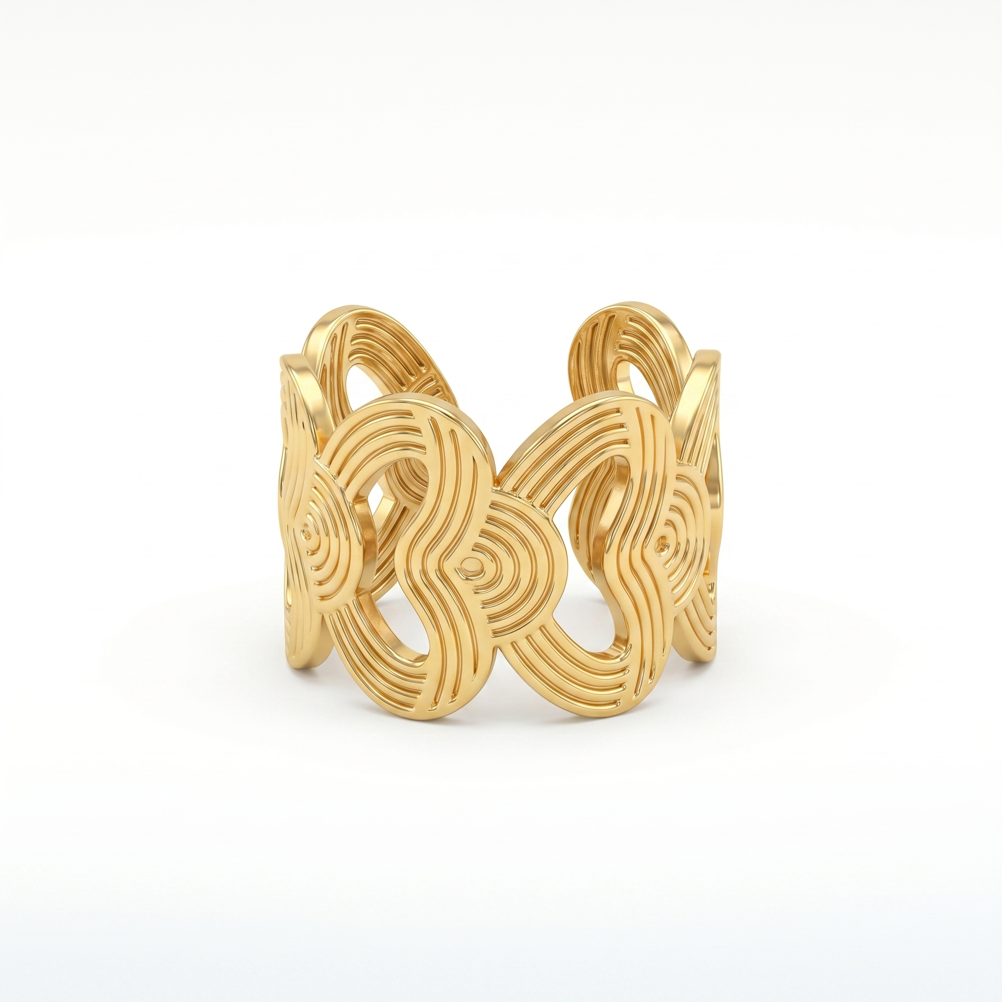 Gold Woven Heart Cuff Ring