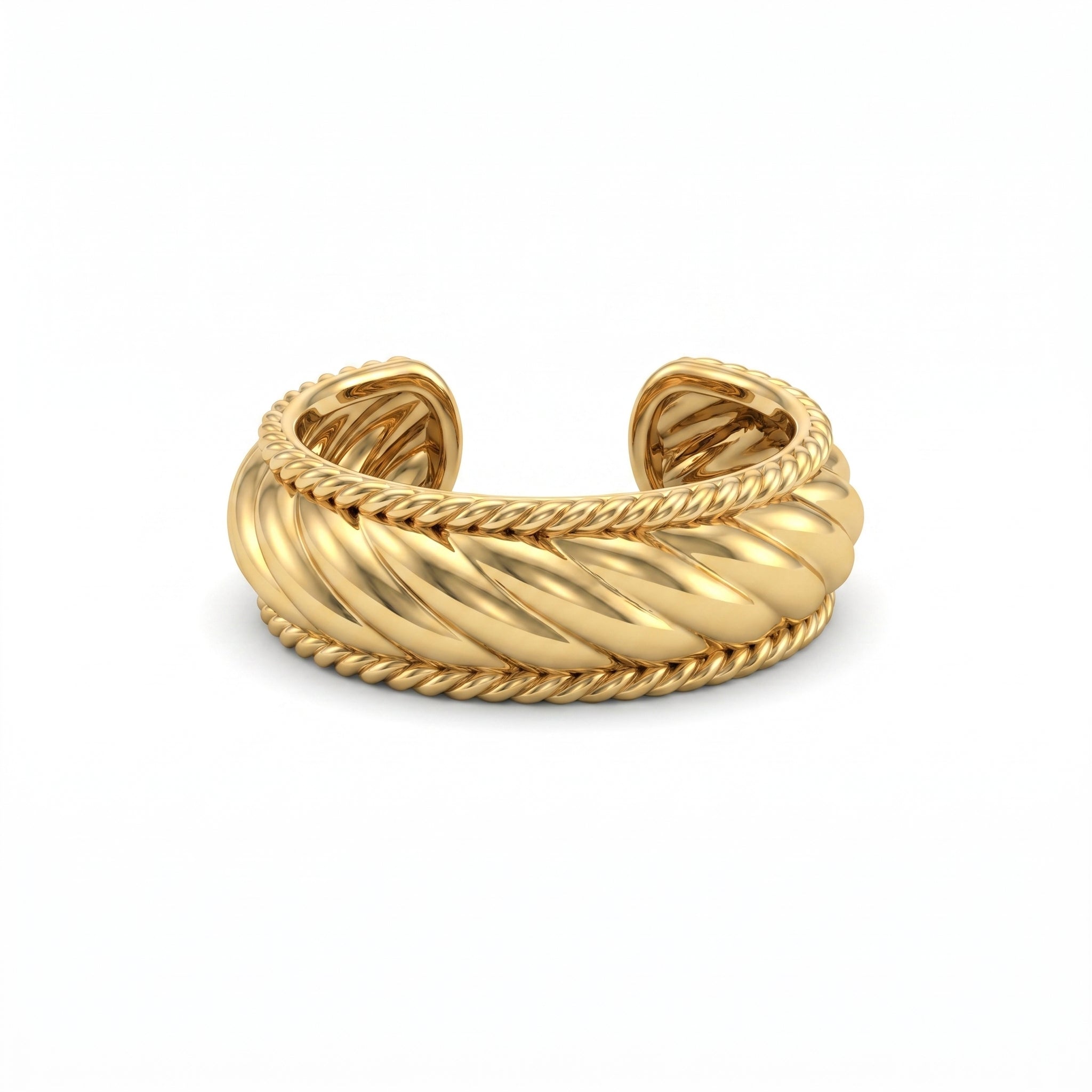 Gold Twisted Rope Cuff Ring