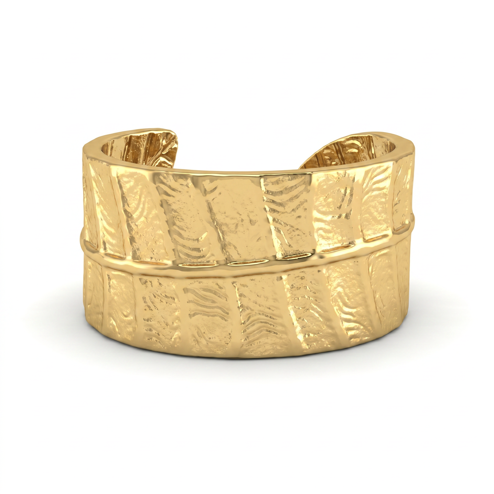 Gold Croc Texture Cuff Ring