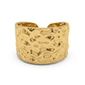 Gold Hammered Extra Wide Cuff Ring