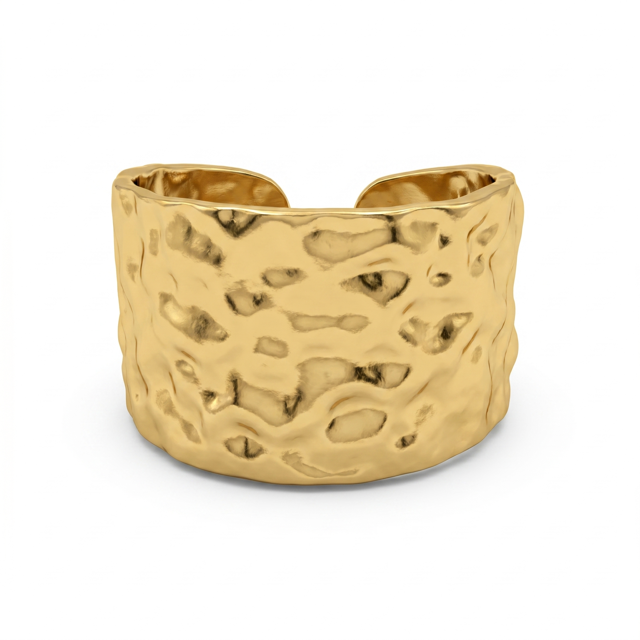 Gold Hammered Extra Wide Cuff Ring