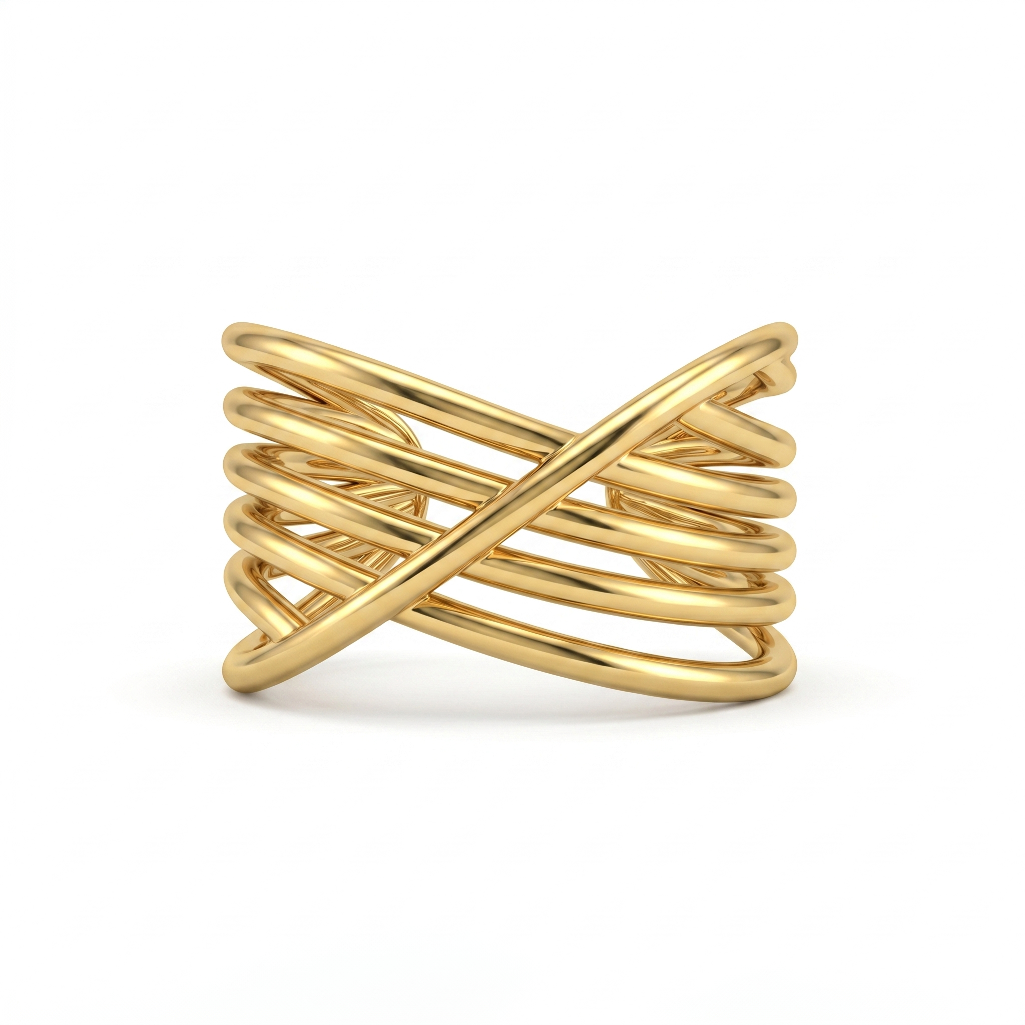 Gold Multi-Line Wire Ring