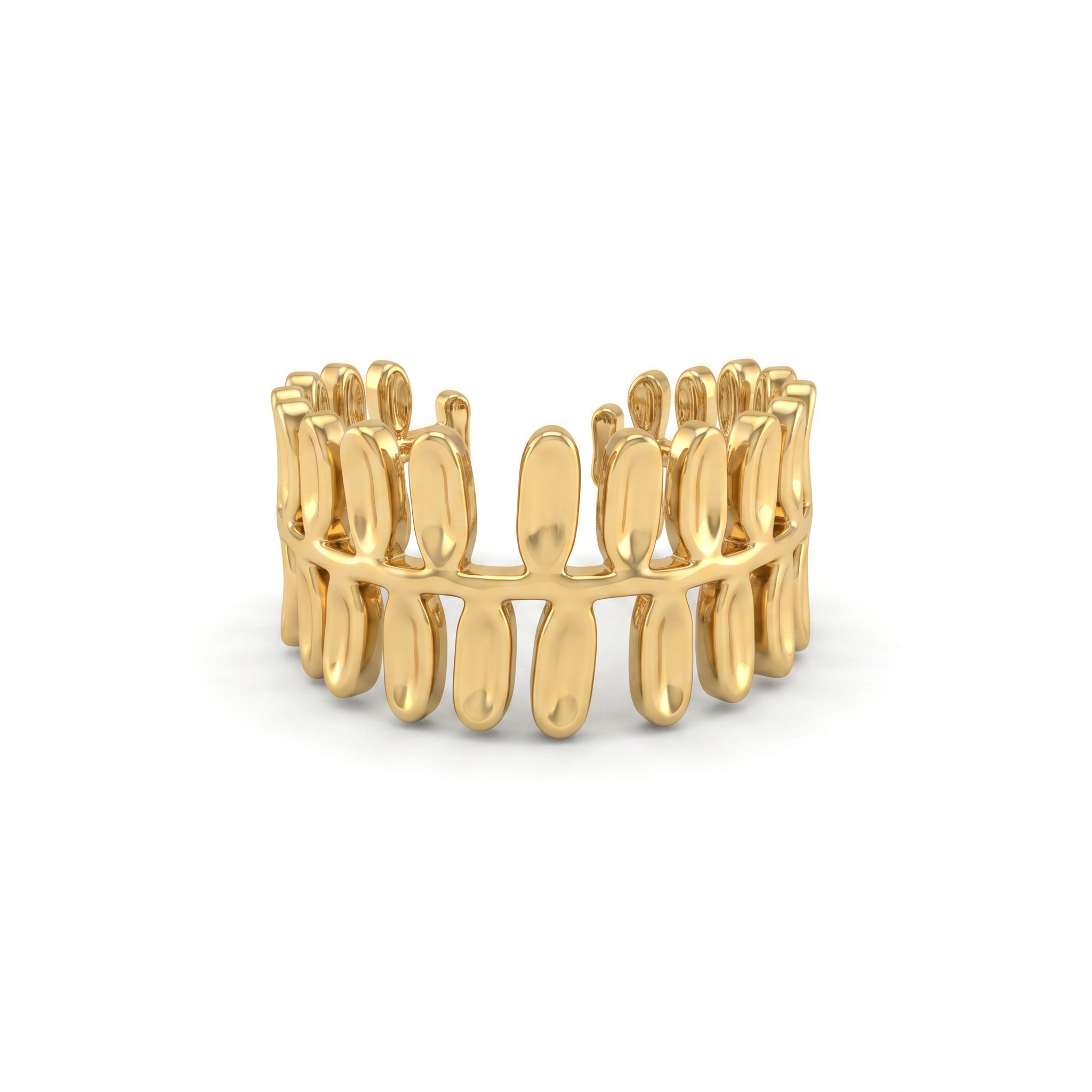 Gold Spine Leaf Cuff Ring