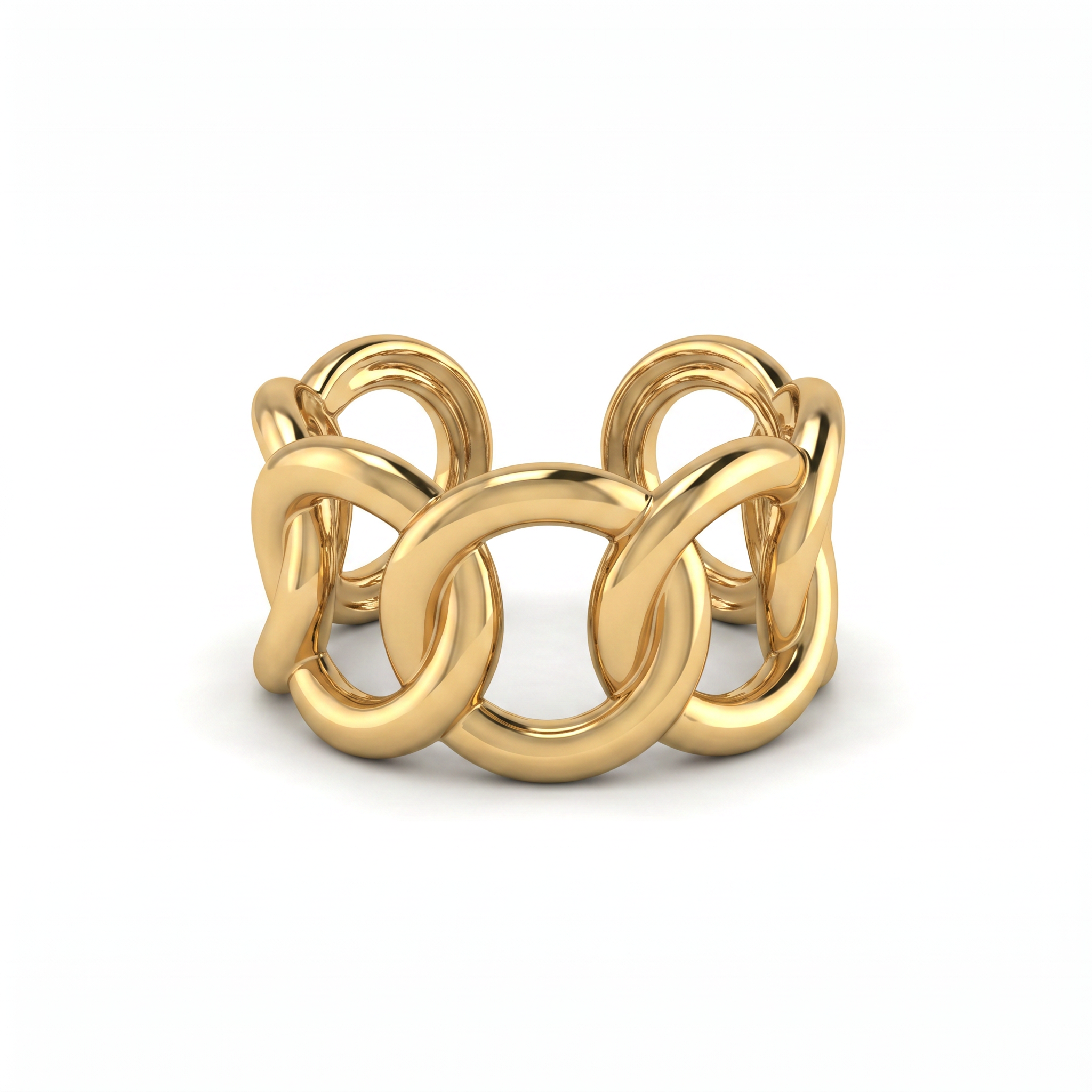 Gold Curb Link Cuff Ring