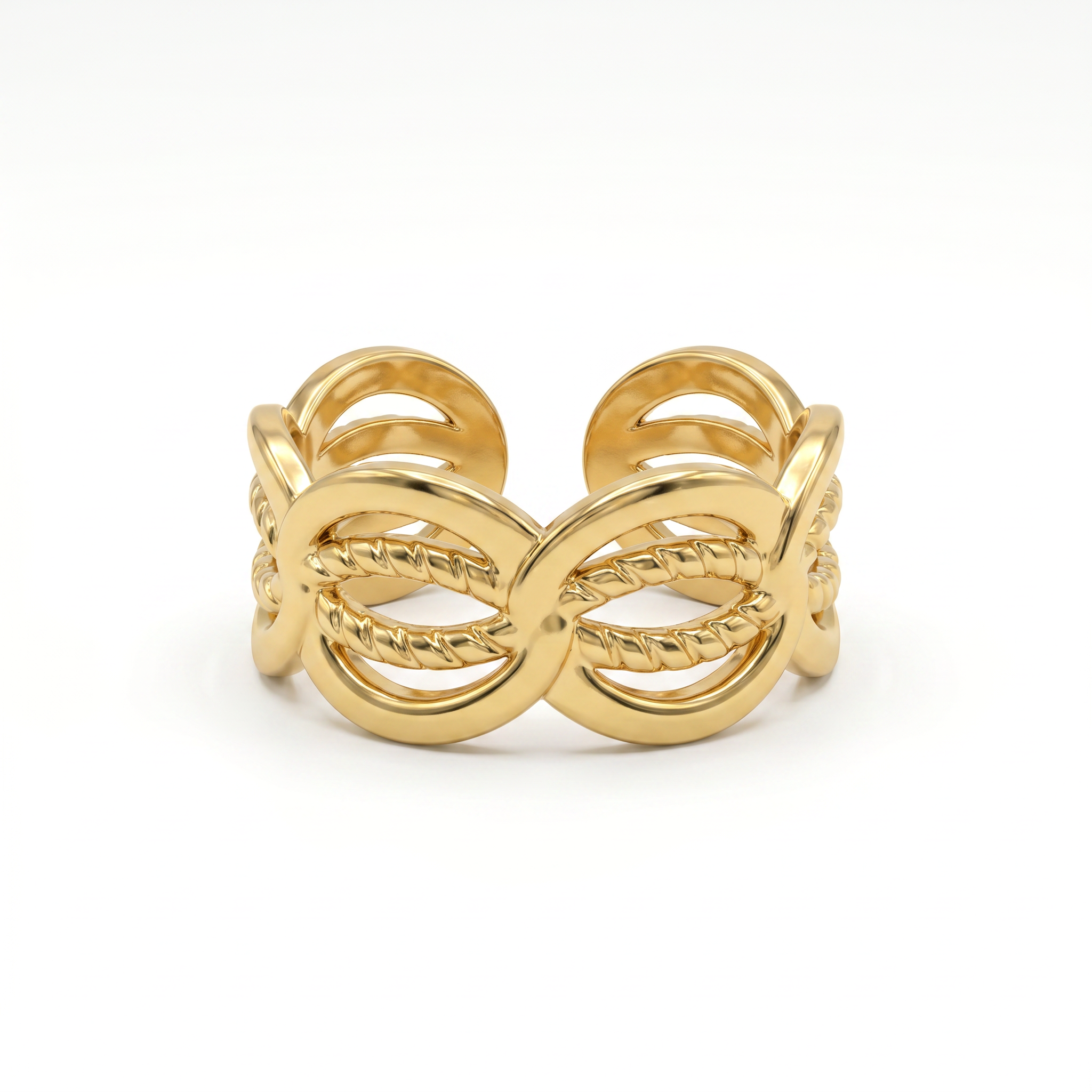 Gold Rope Loop Cuff Ring