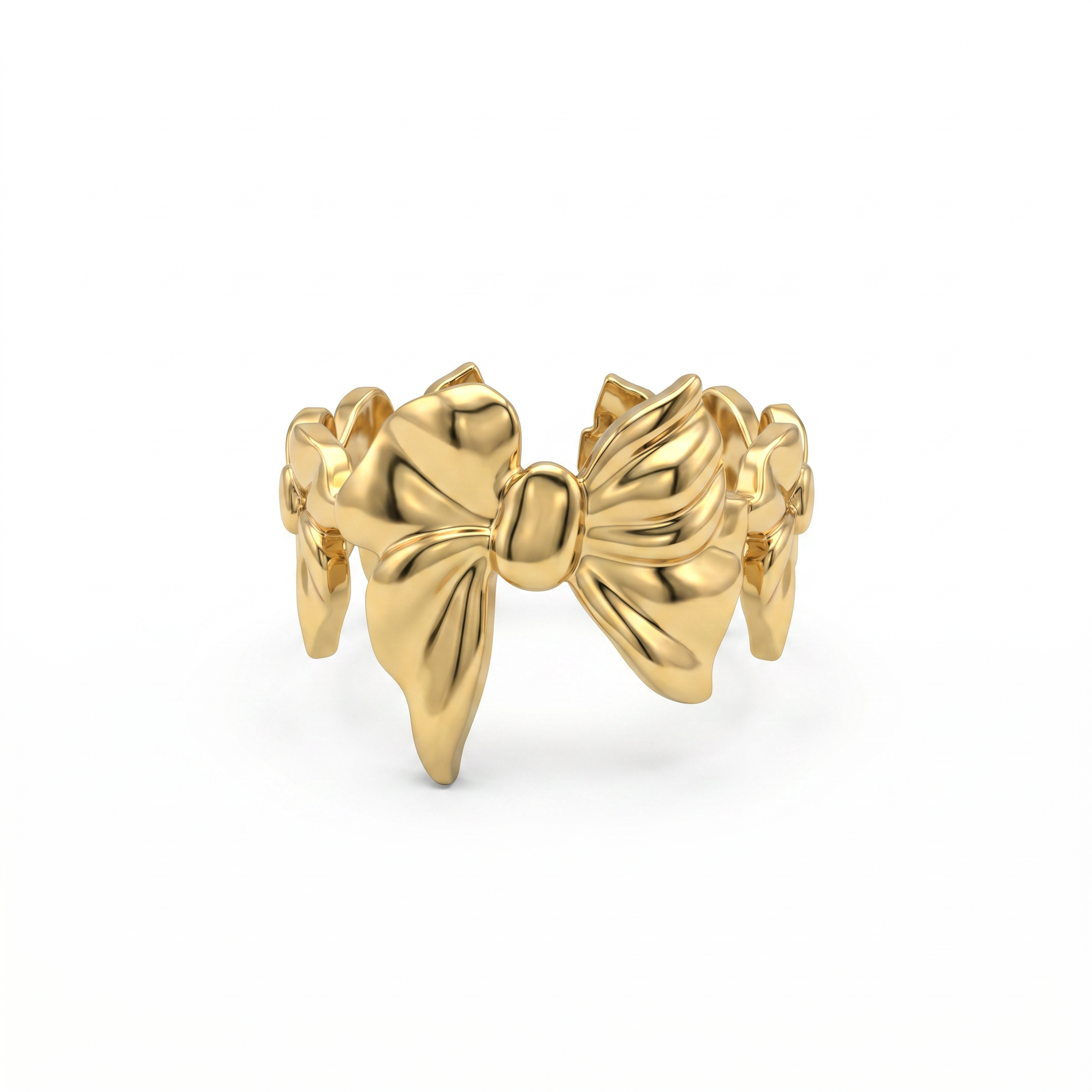 Gold Ribbon Bow Band Ring