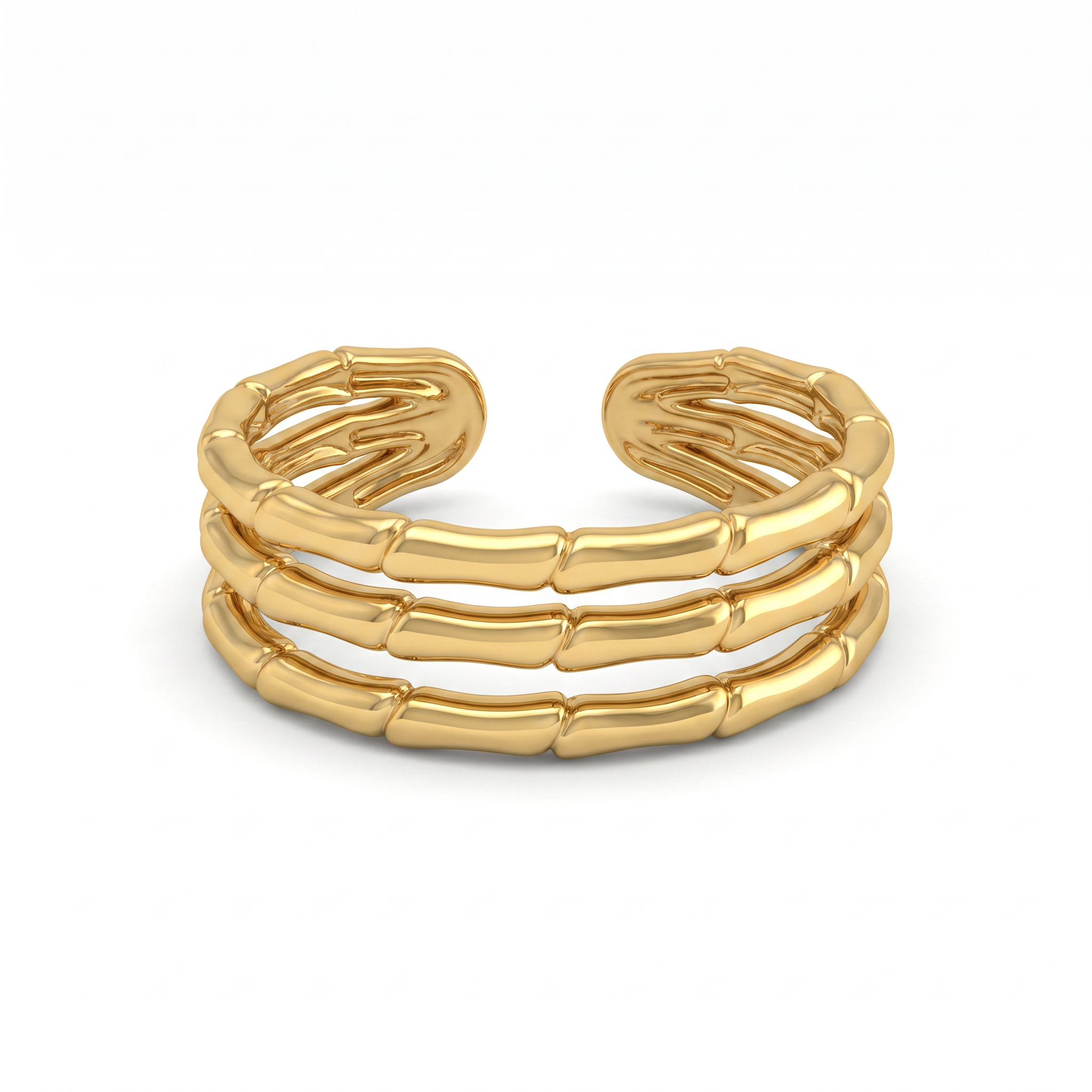 Gold Bamboo Triple Ring