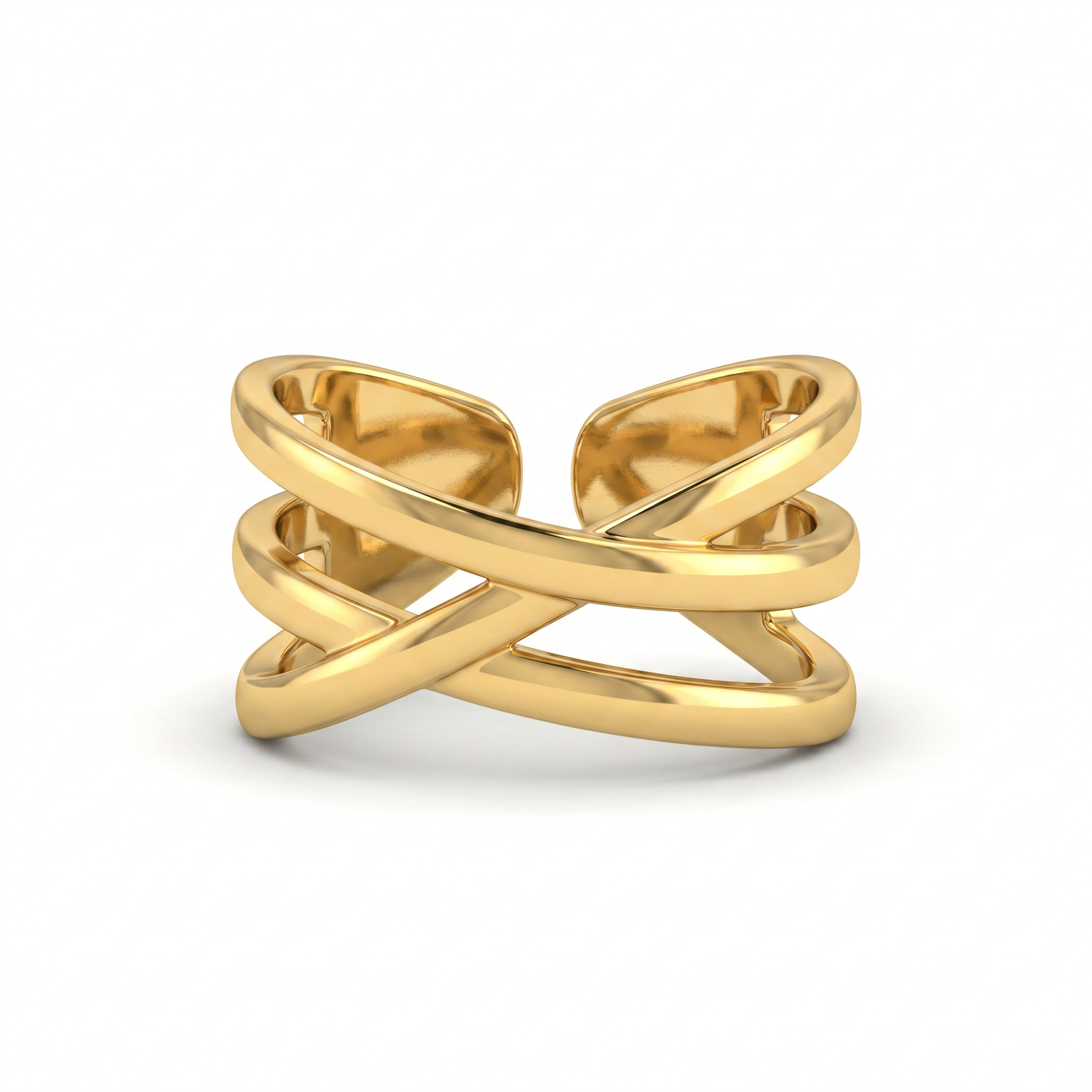 Gold Double Cross Cuff Ring