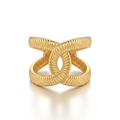 Gold Ribbed CC Ring