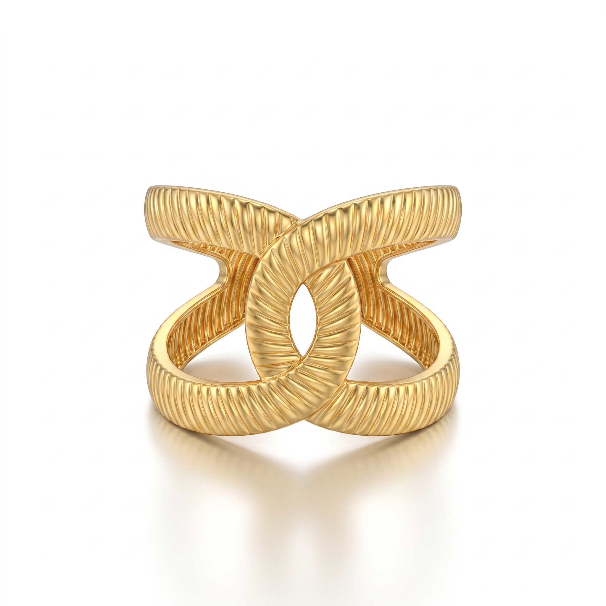 Gold Ribbed CC Ring