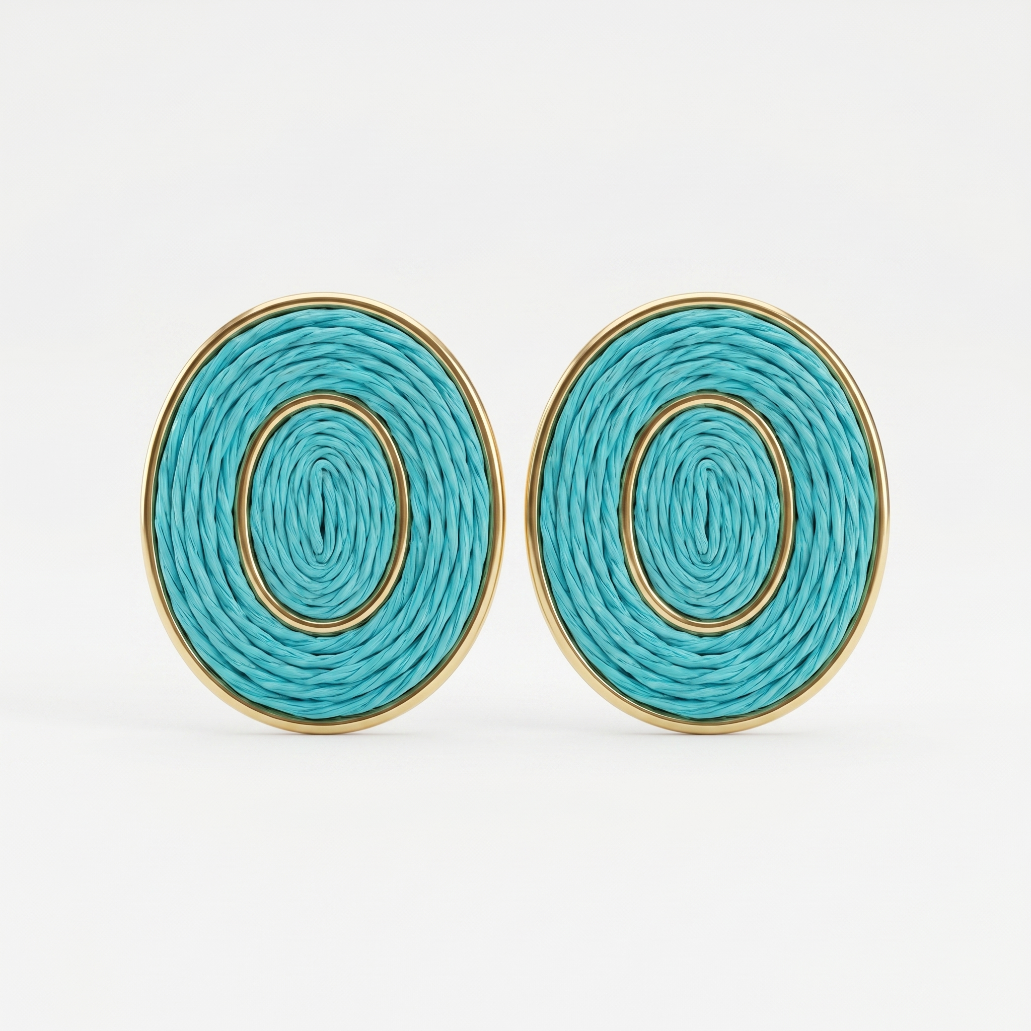 Turquoise Woven Oval Stud Earrings