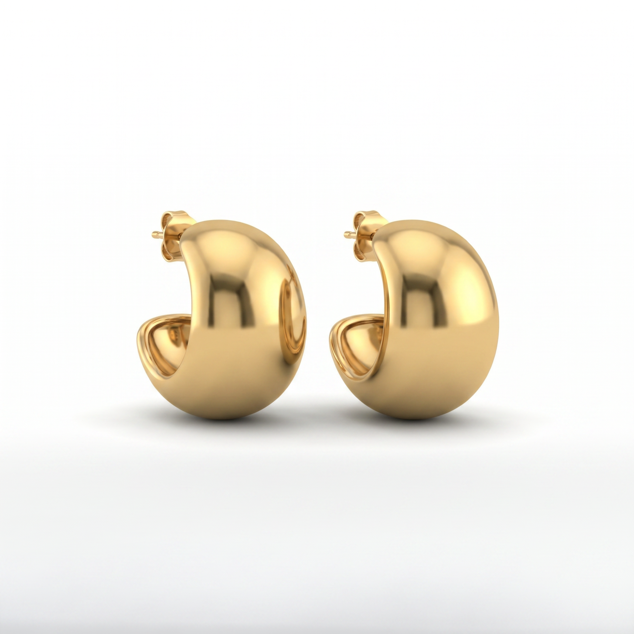 Gold Dome Chunky Stud Earrings