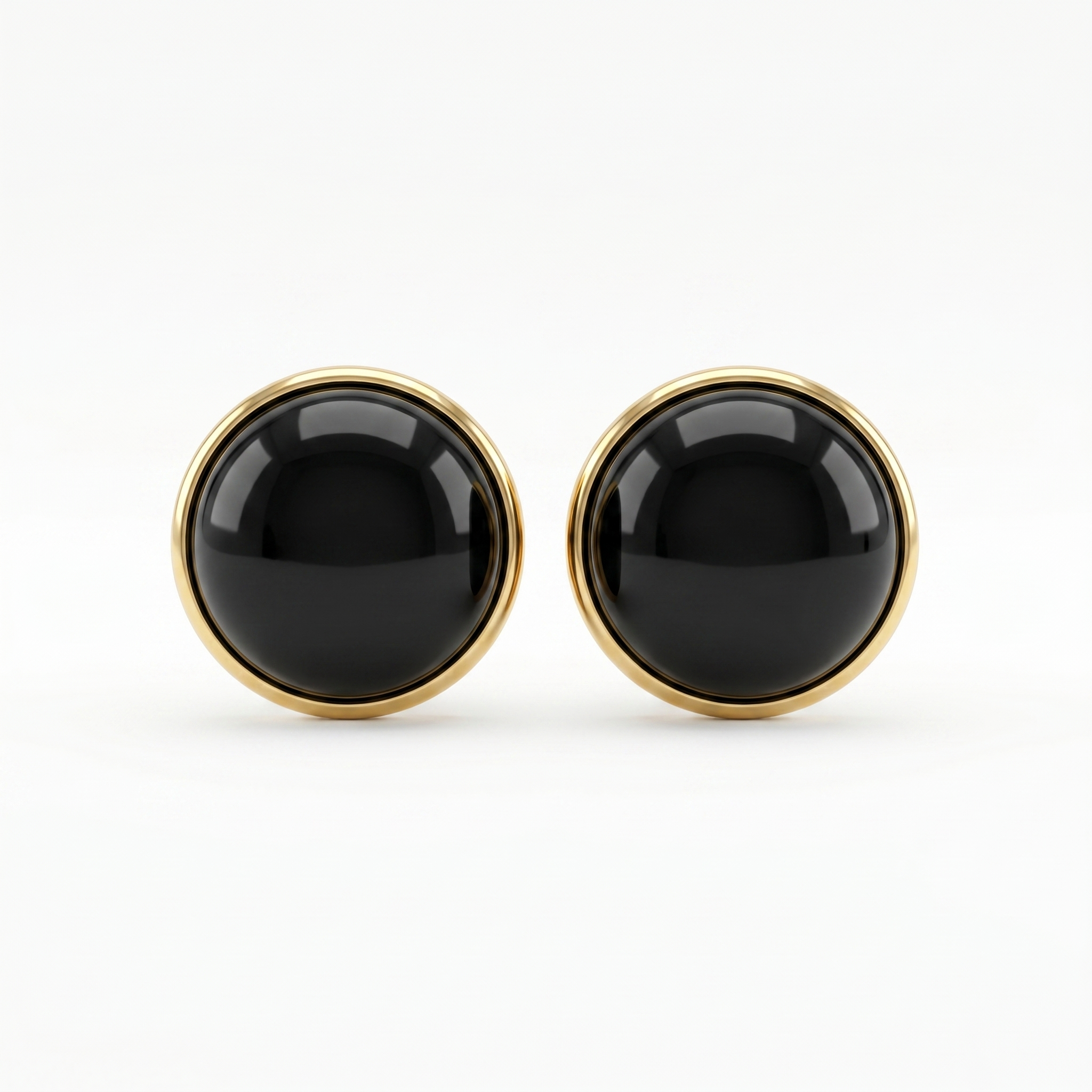 Black & Gold Dome Stud Earrings