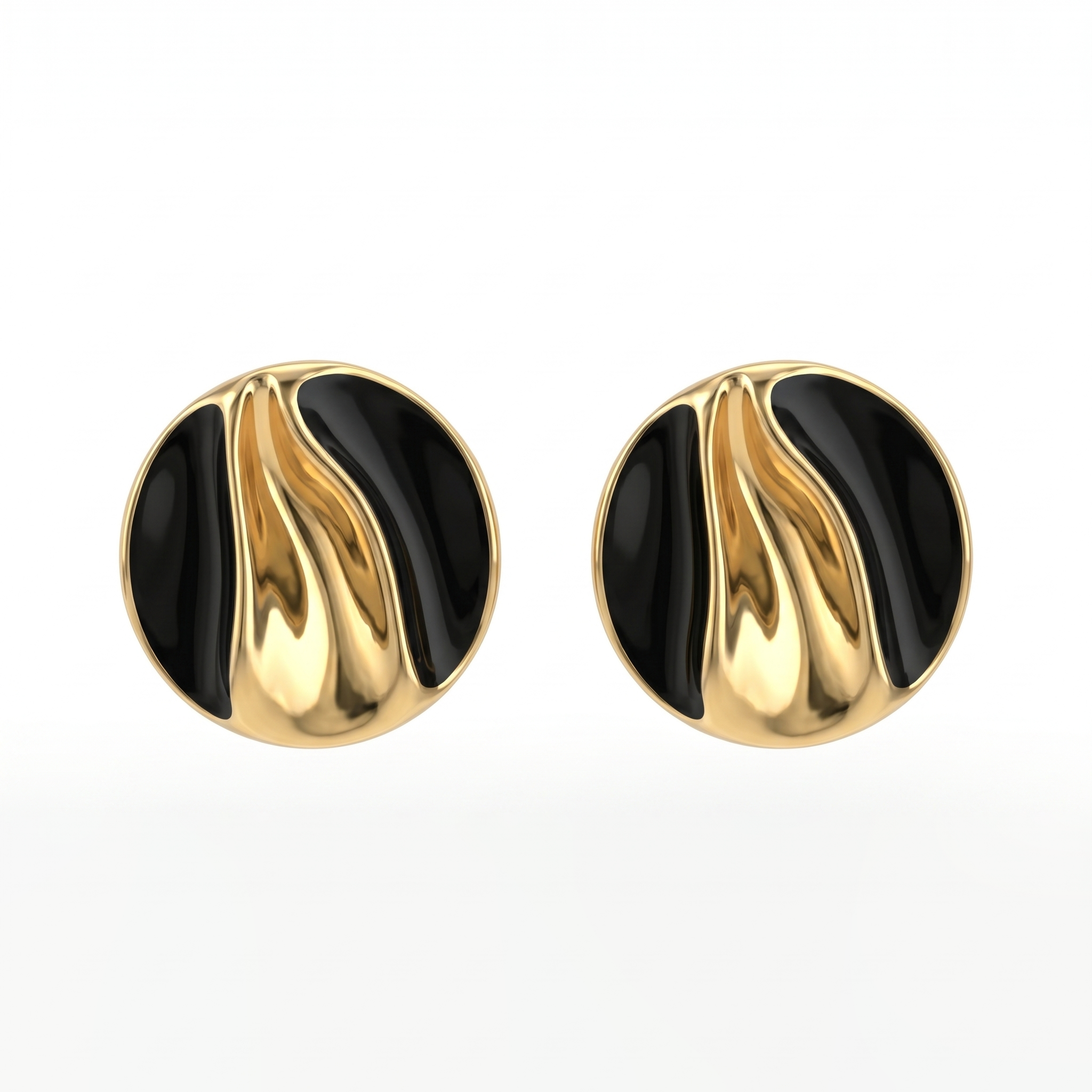 Black & Gold Oval Statement Earrings
