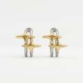 Two-Tone Abstract Cross Drop Earrings