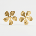 Gold Large Flower Stud Earrings