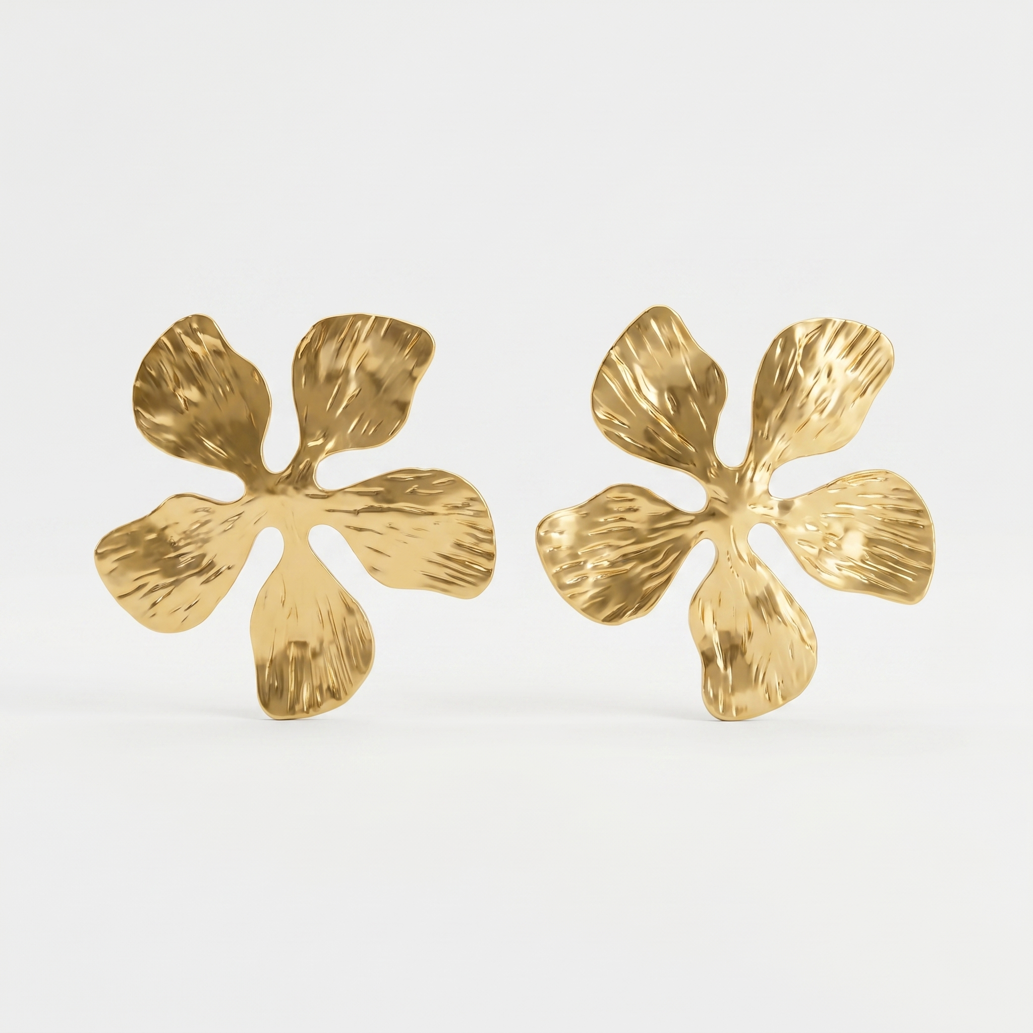Gold Large Flower Stud Earrings