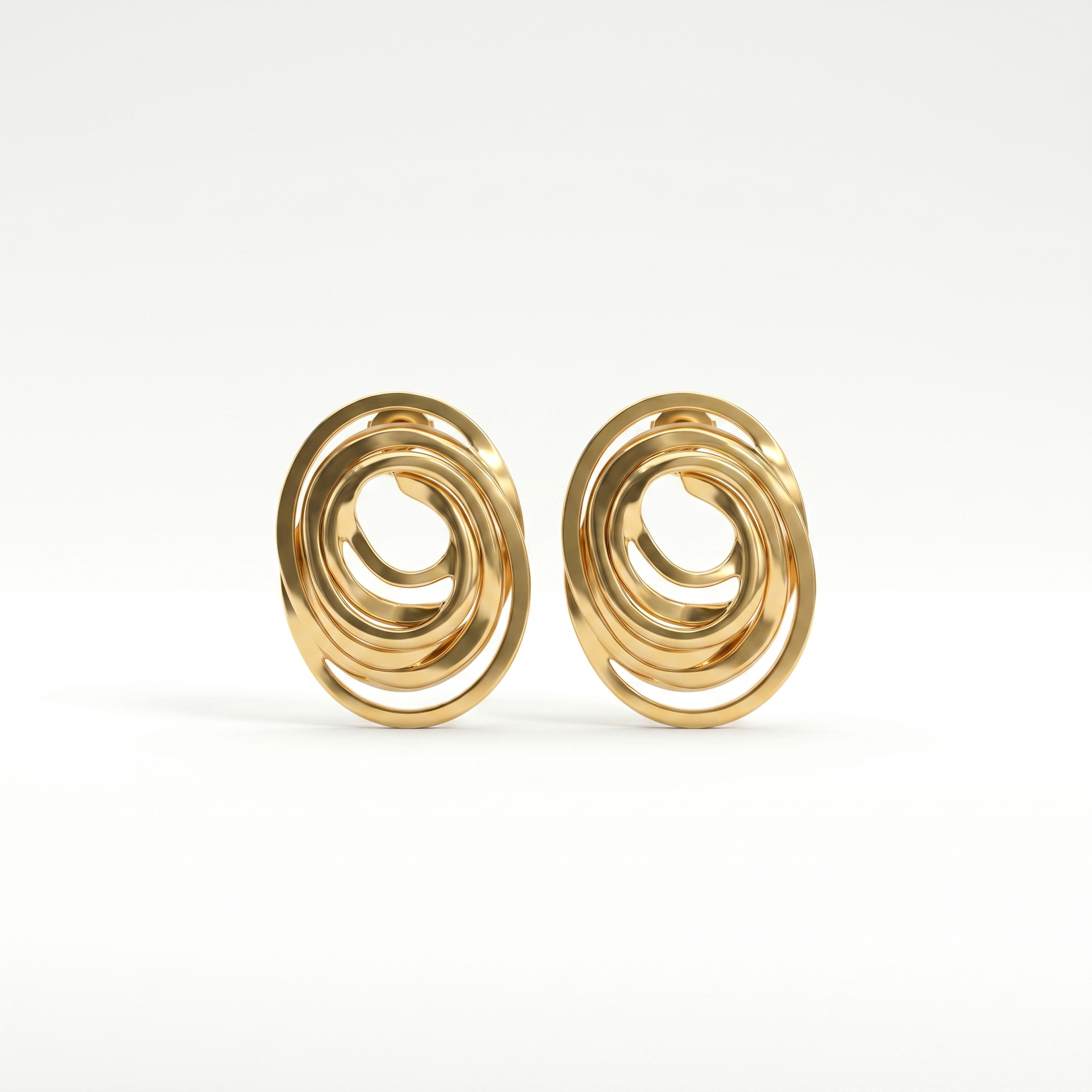 Gold Spiral Swirl Hoop Earrings