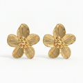 Gold Orchid Flower Stud Earrings