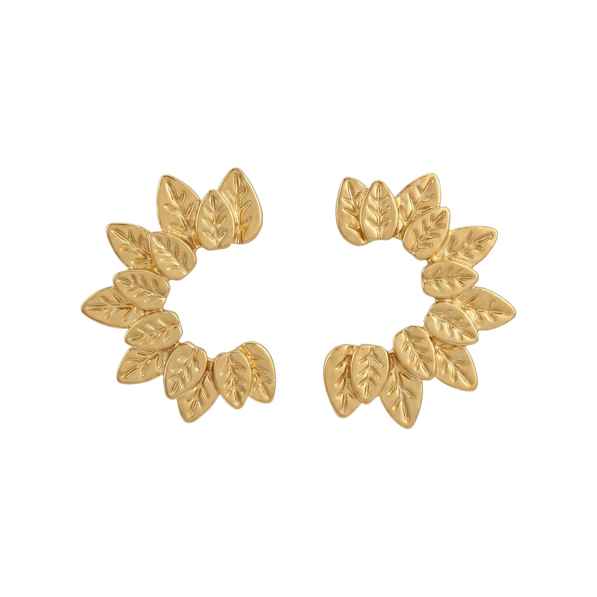Gold Leaf Wreath Hoop Earrings
