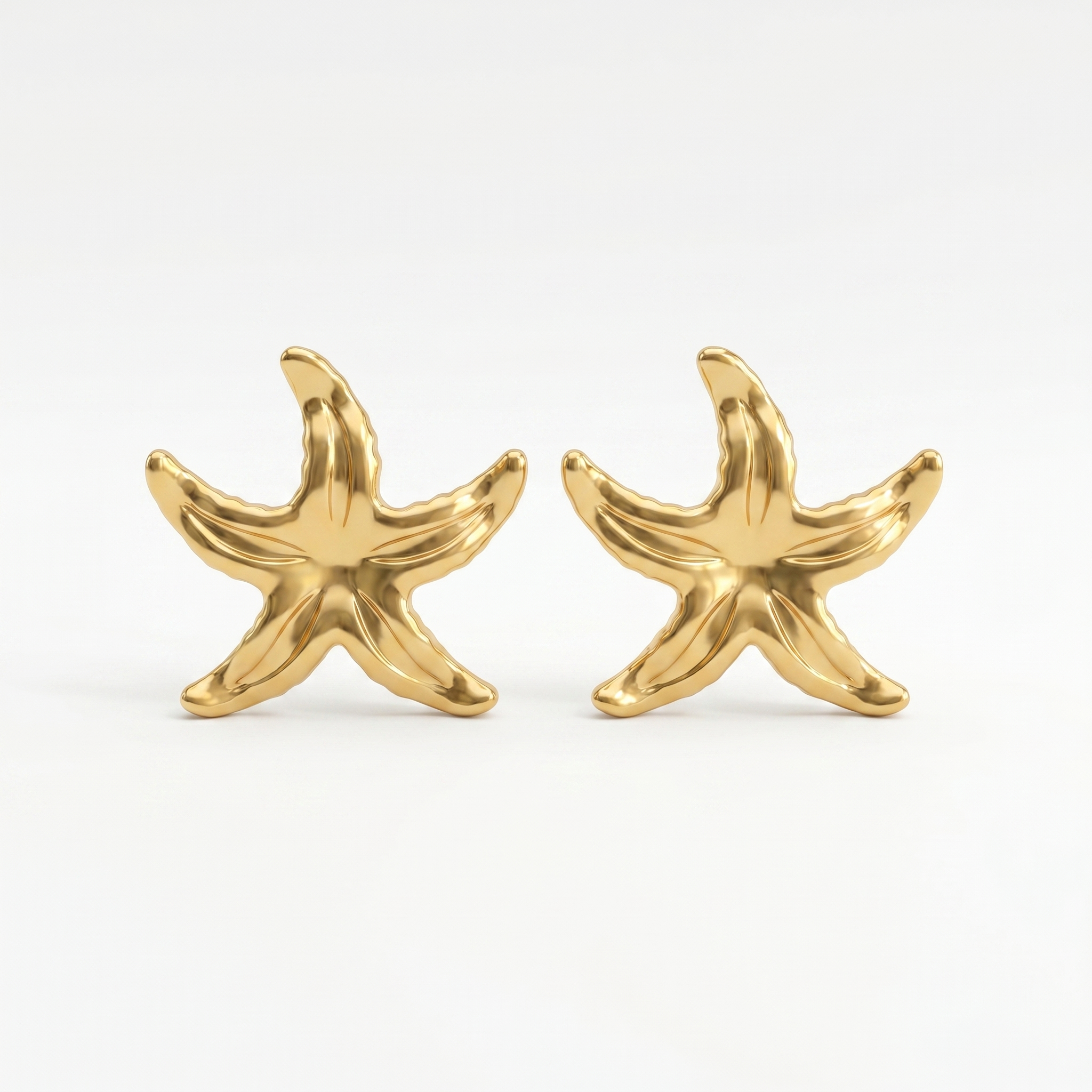 Gold Starfish Stud Earrings