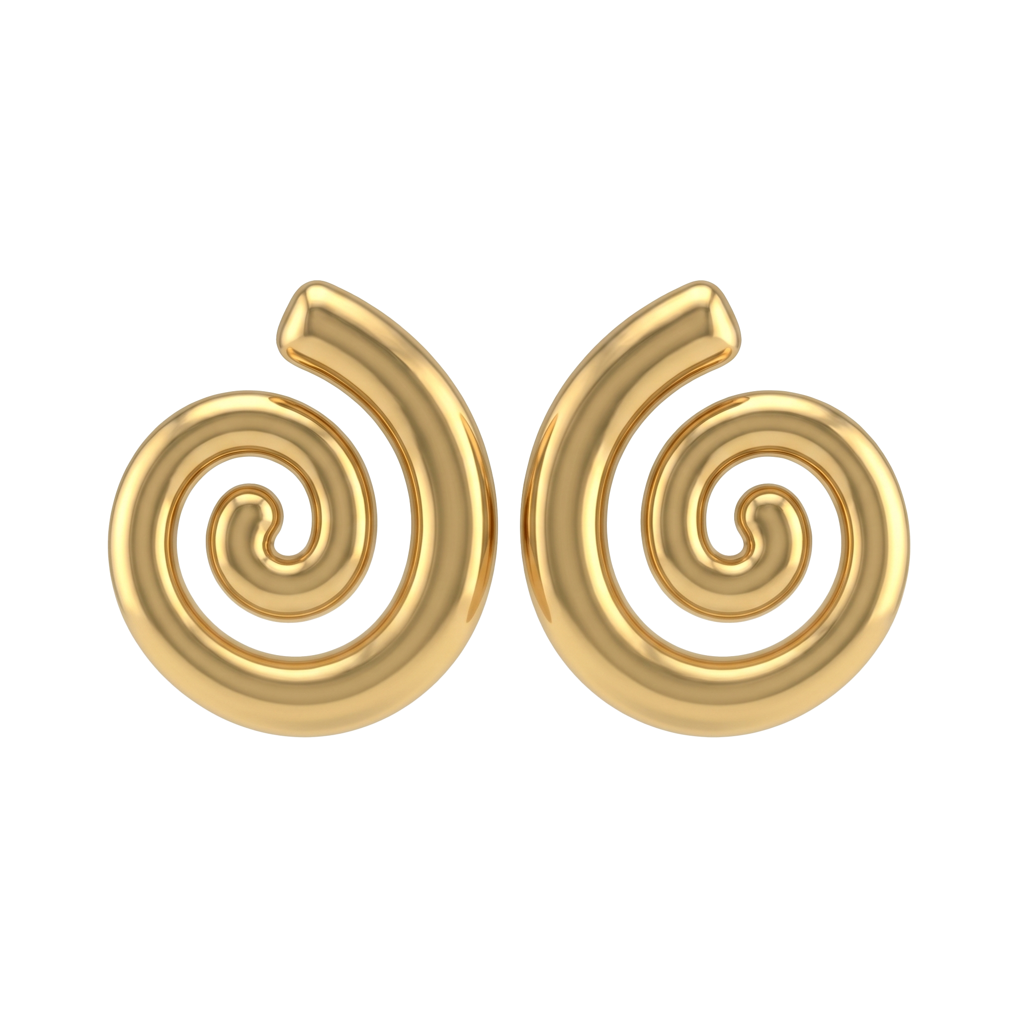Gold Spiral Scroll Drop Earrings