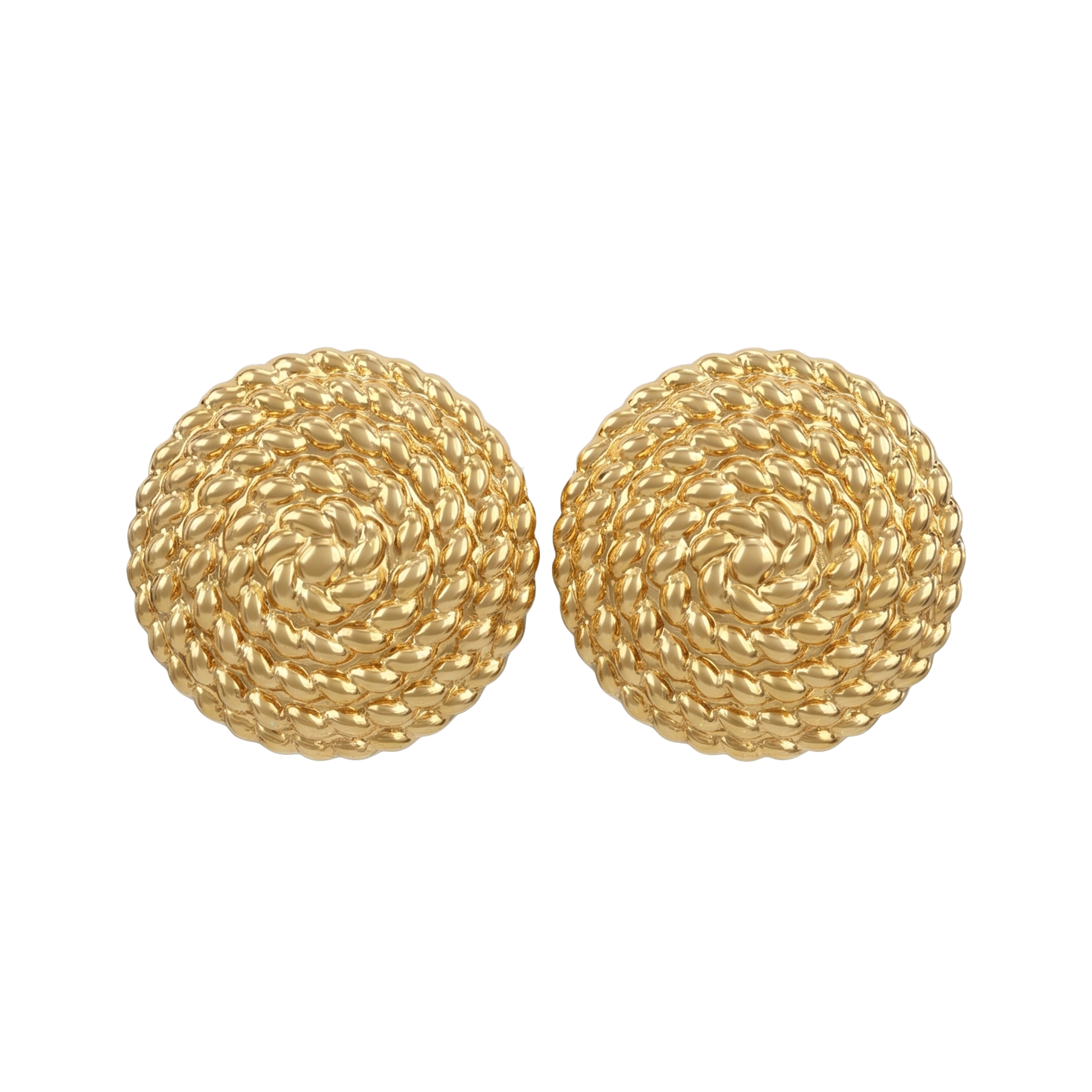 Gold Domed Pebble Stud Earrings