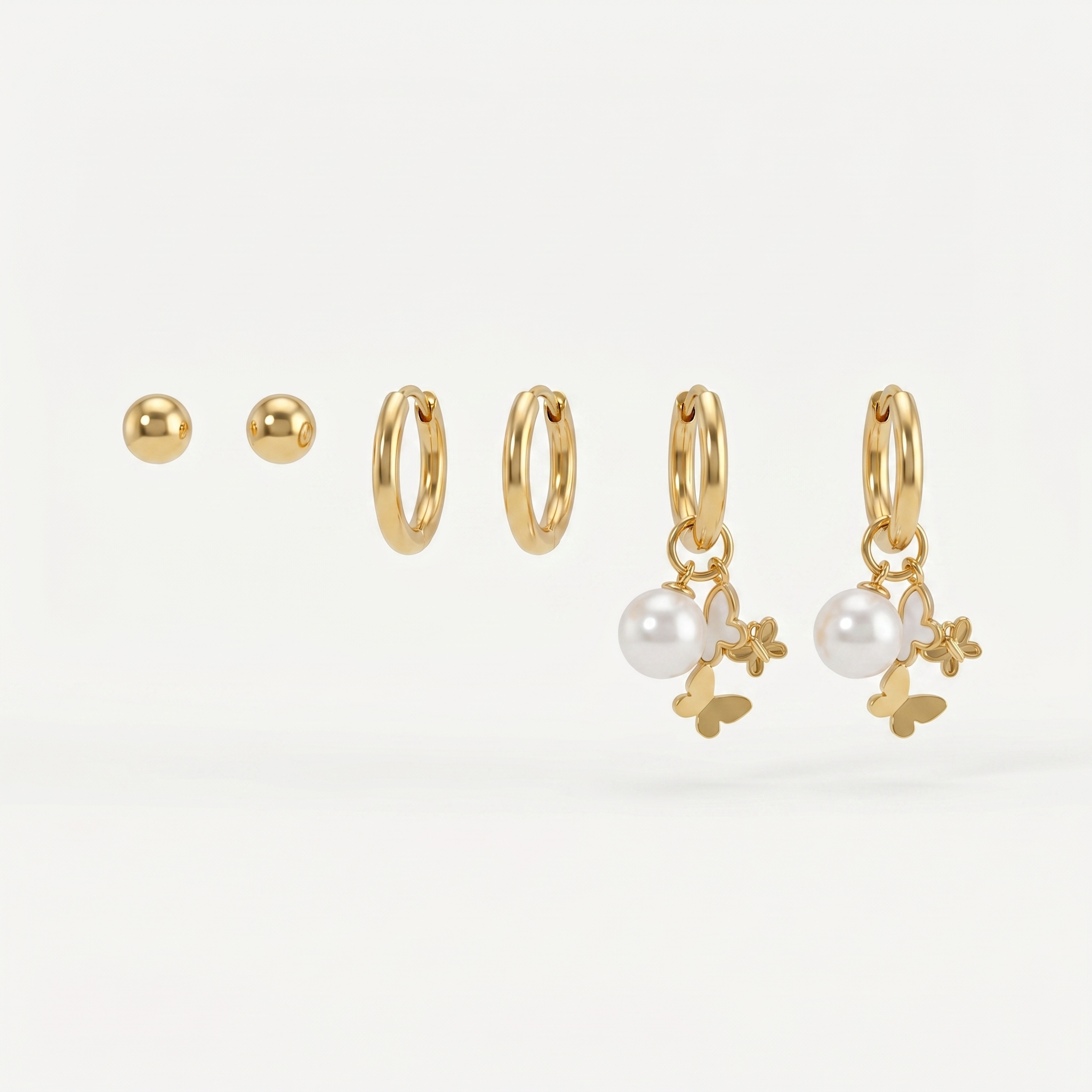 Gold Multi-Style Earrings Set of 3