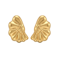 Gold Fan Shell Stud Earrings