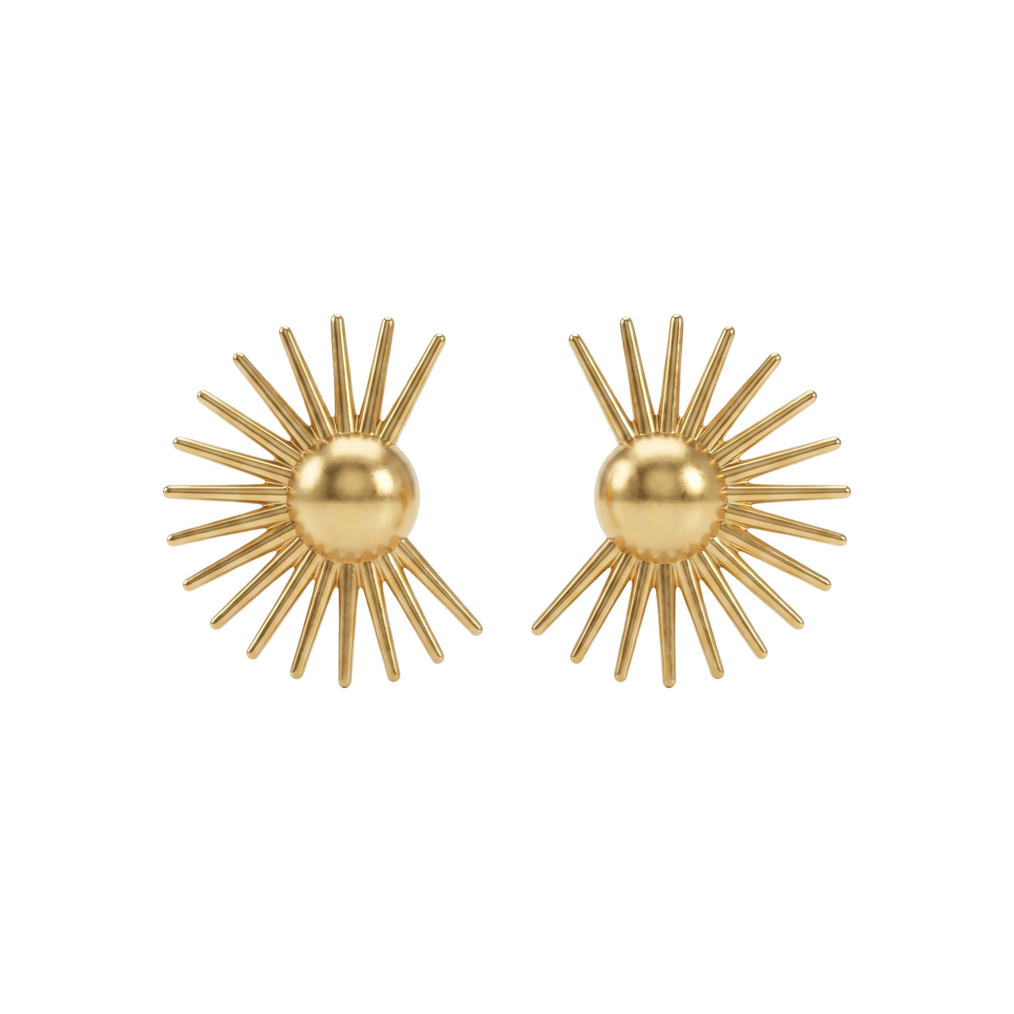 Gold Sunburst Stud Earrings