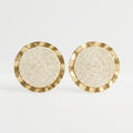 Ivory Woven Round Stud Earrings