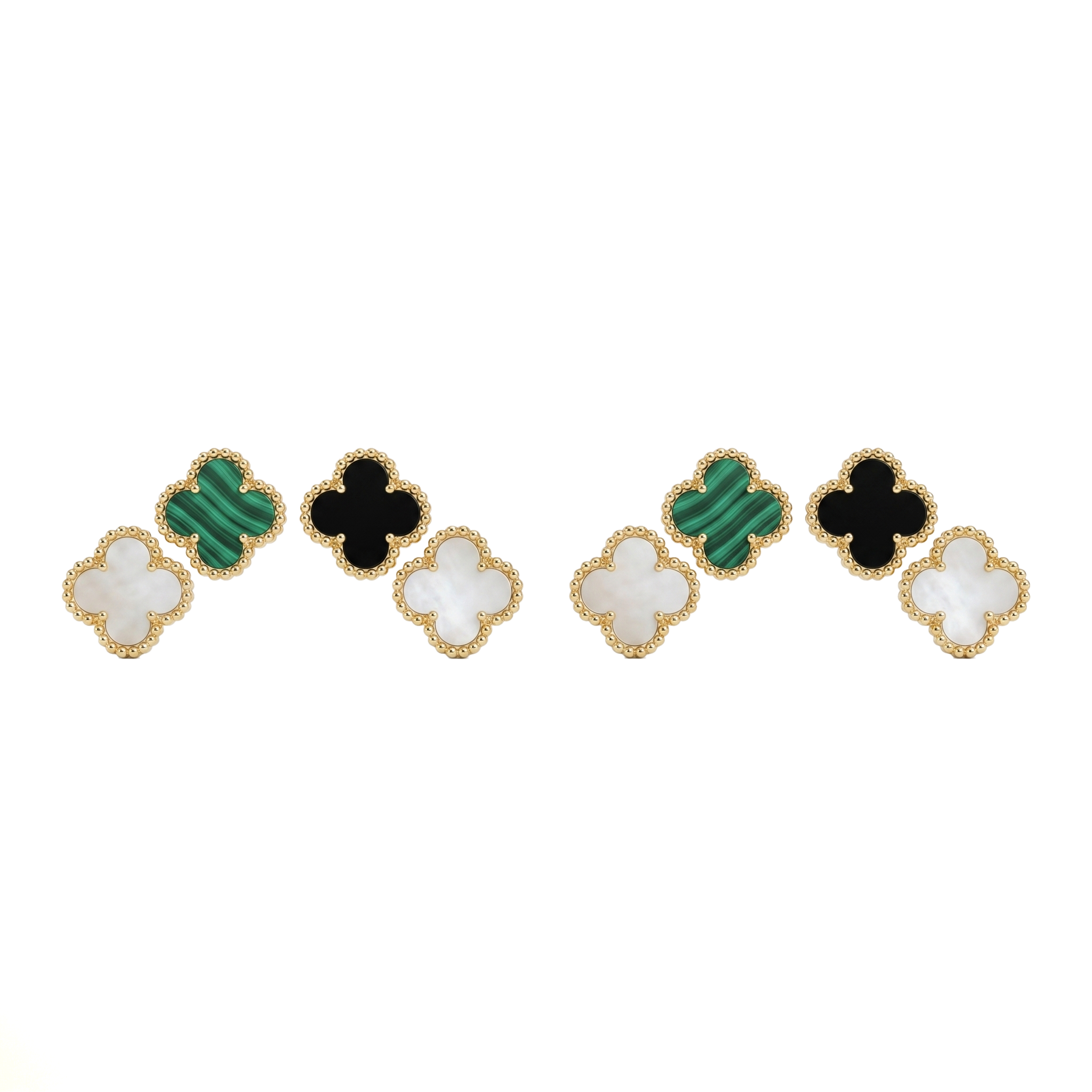 Multi-Color Clover Stud Earrings Set of 3