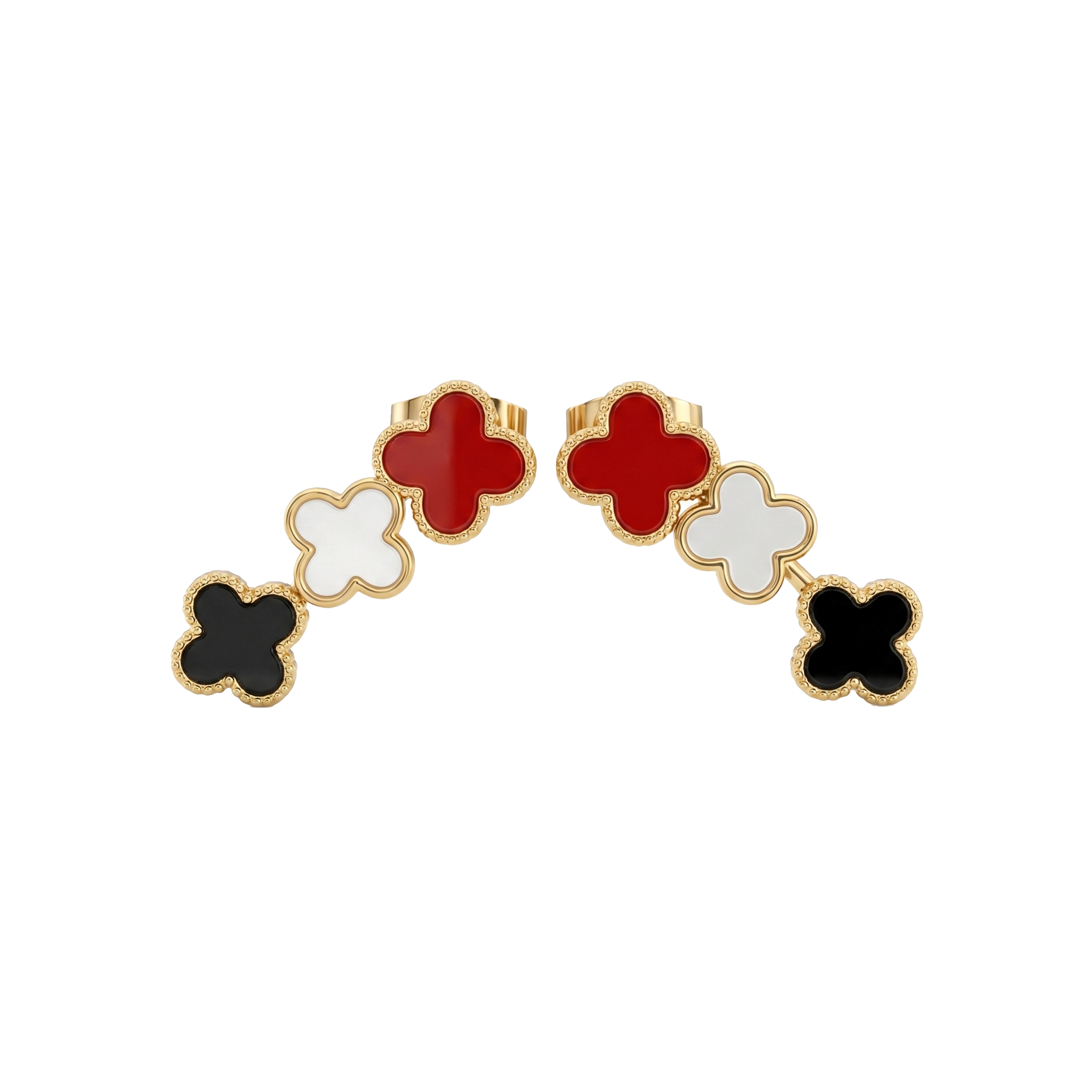 Colorful Clover Stud Earrings Set of 3