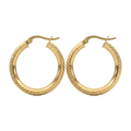 Gold Engraved Round Hoop Earrings