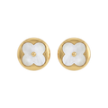 Gold White Flower Stud Earrings