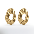 Gold Large Ruffle Open Hoop Earrings