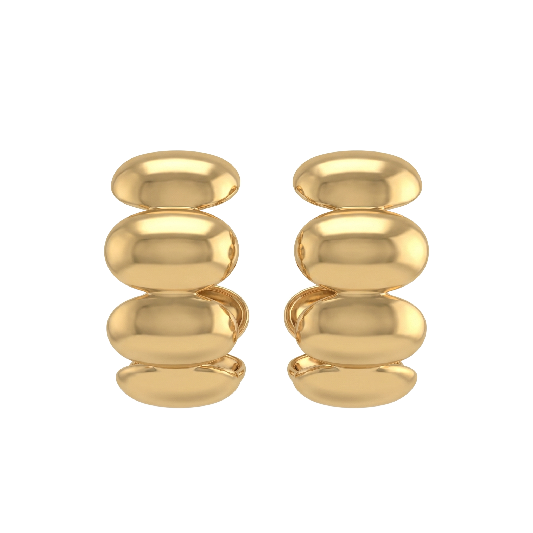 Gold Triple Bubble Hoop Earrings