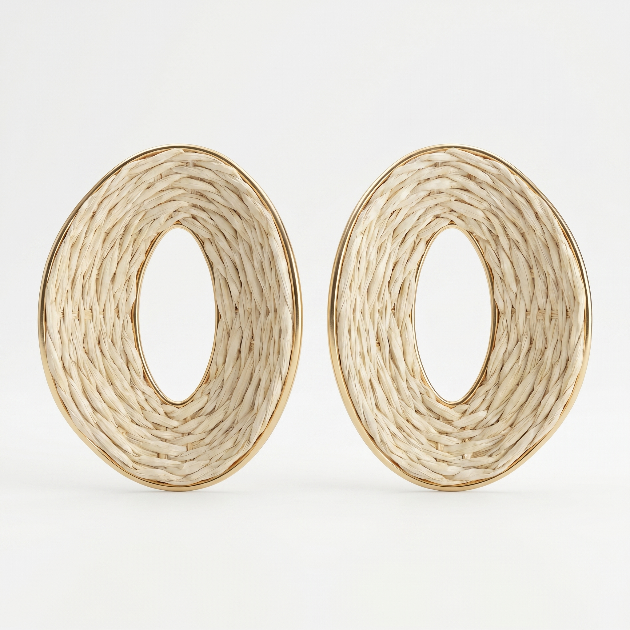 Ivory Woven Open Oval Earrings