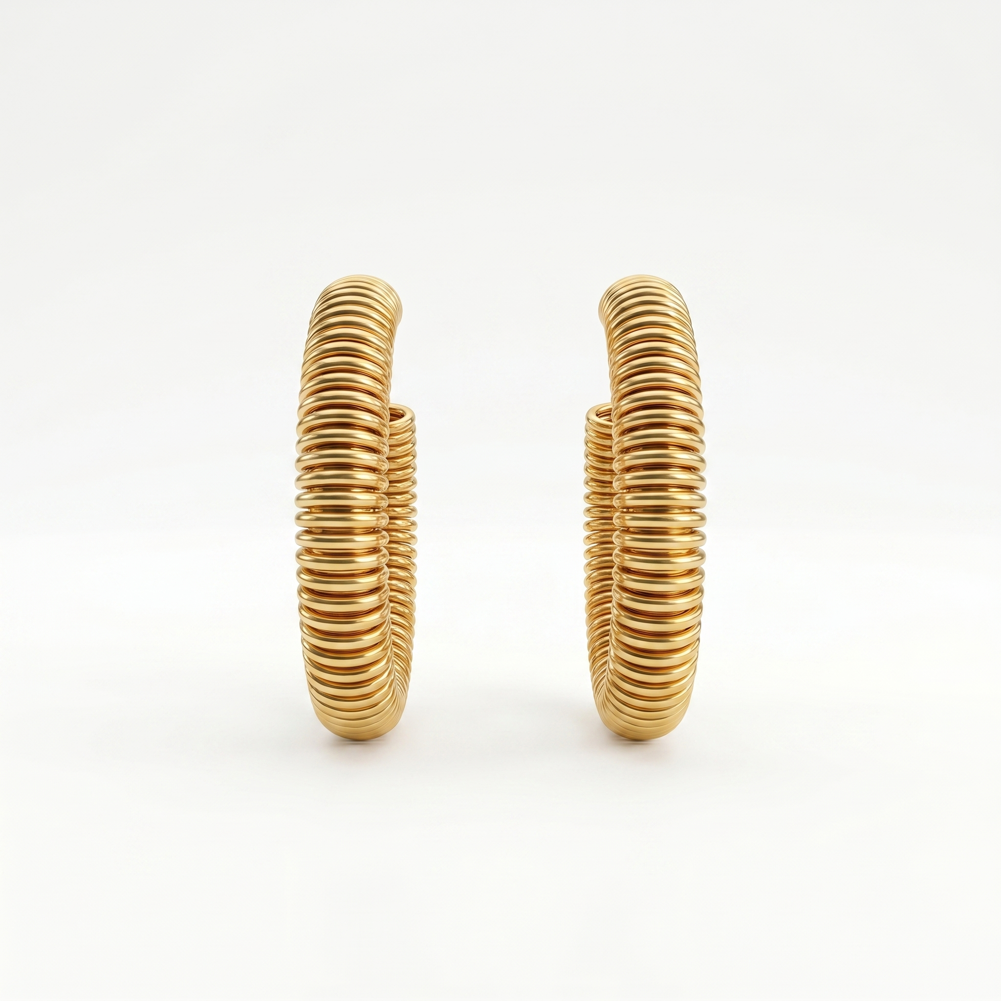 Gold Ridged Hoop Earrings