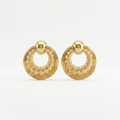Gold Twisted Doorknocker Drop Earrings
