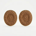 Tan Woven Round Stud Earrings