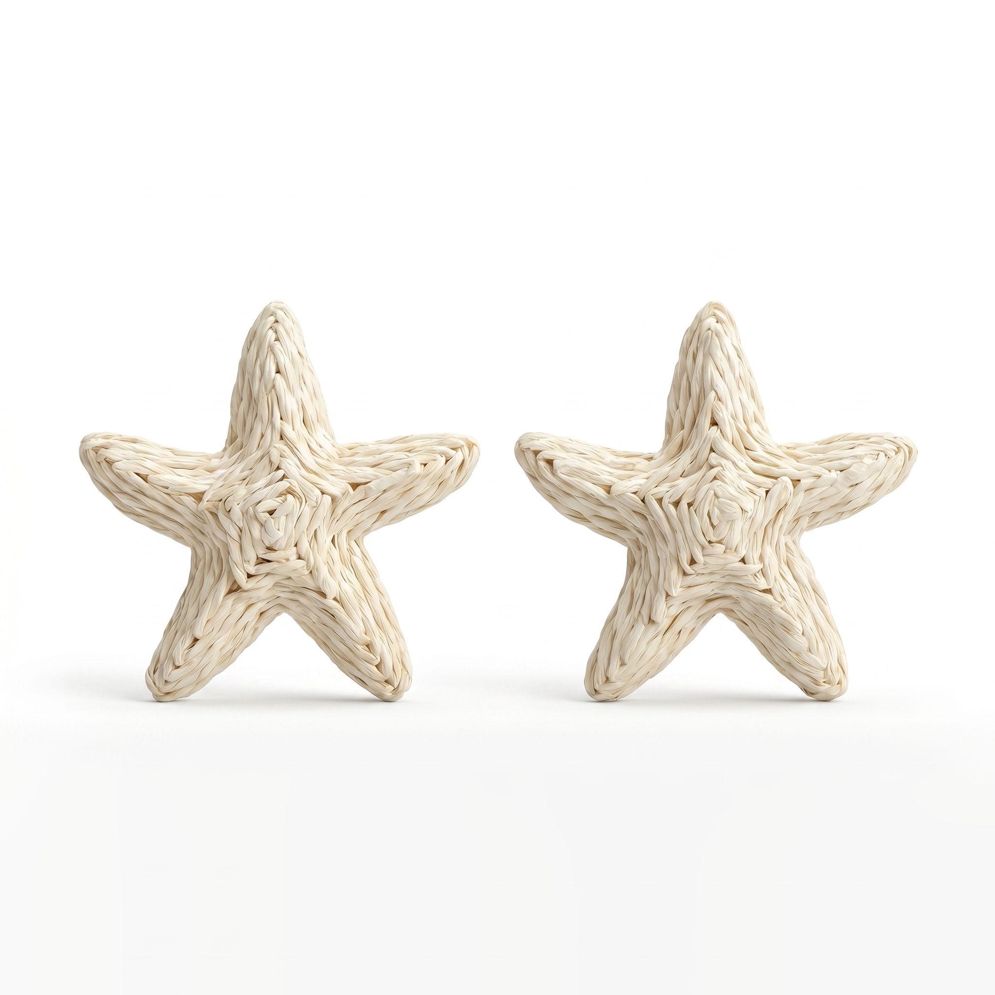 Ivory Woven Starfish Stud Earrings