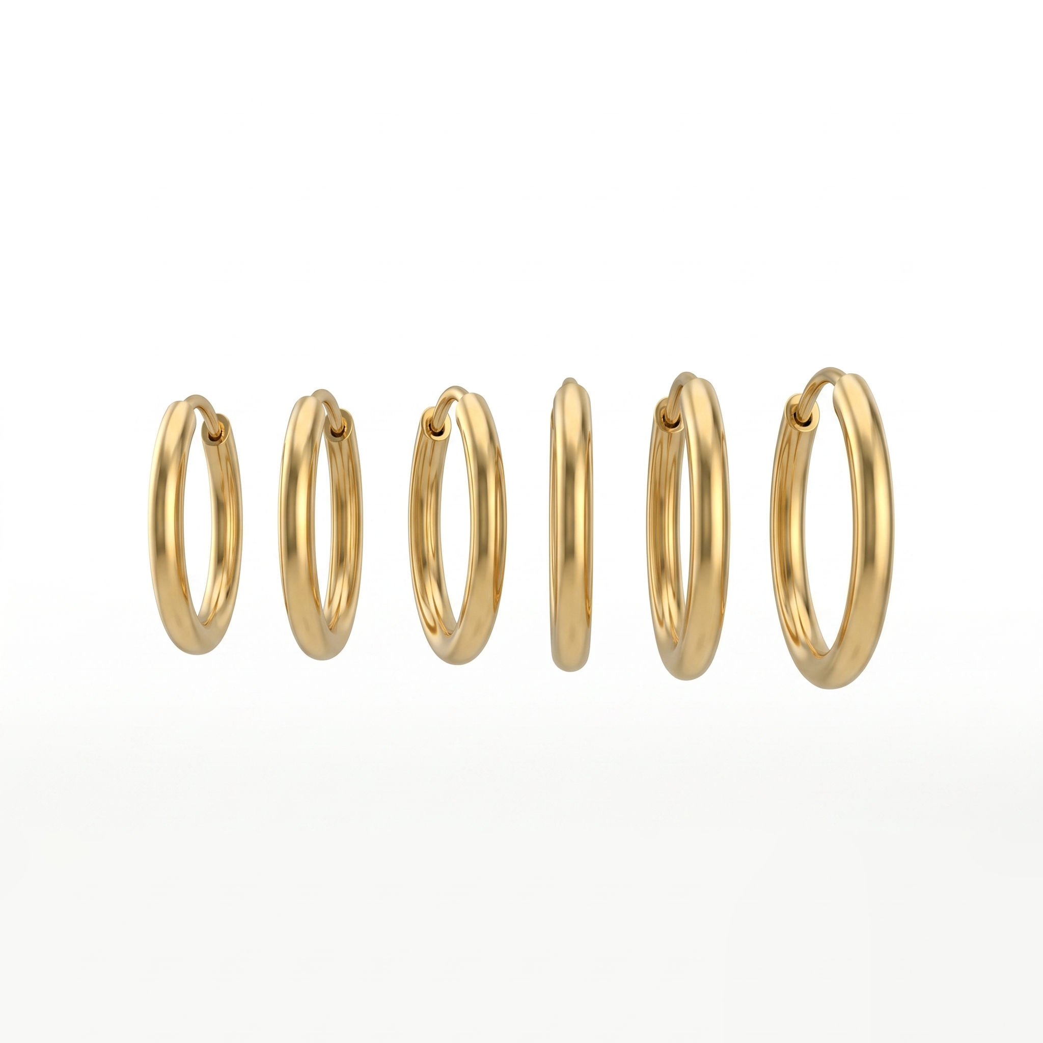 Gold Classic Hoop Earrings Set of 3
