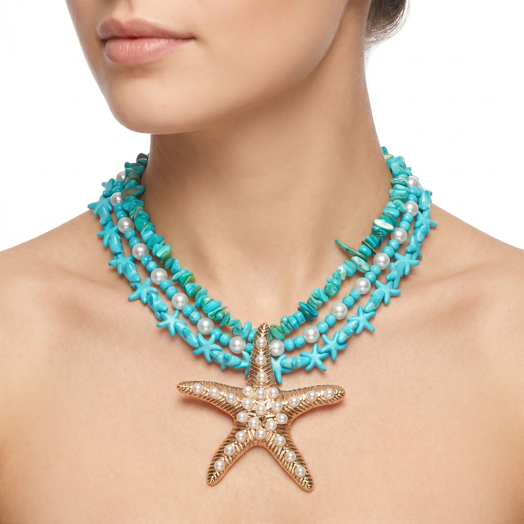 Turquoise Starfish Layered Necklace