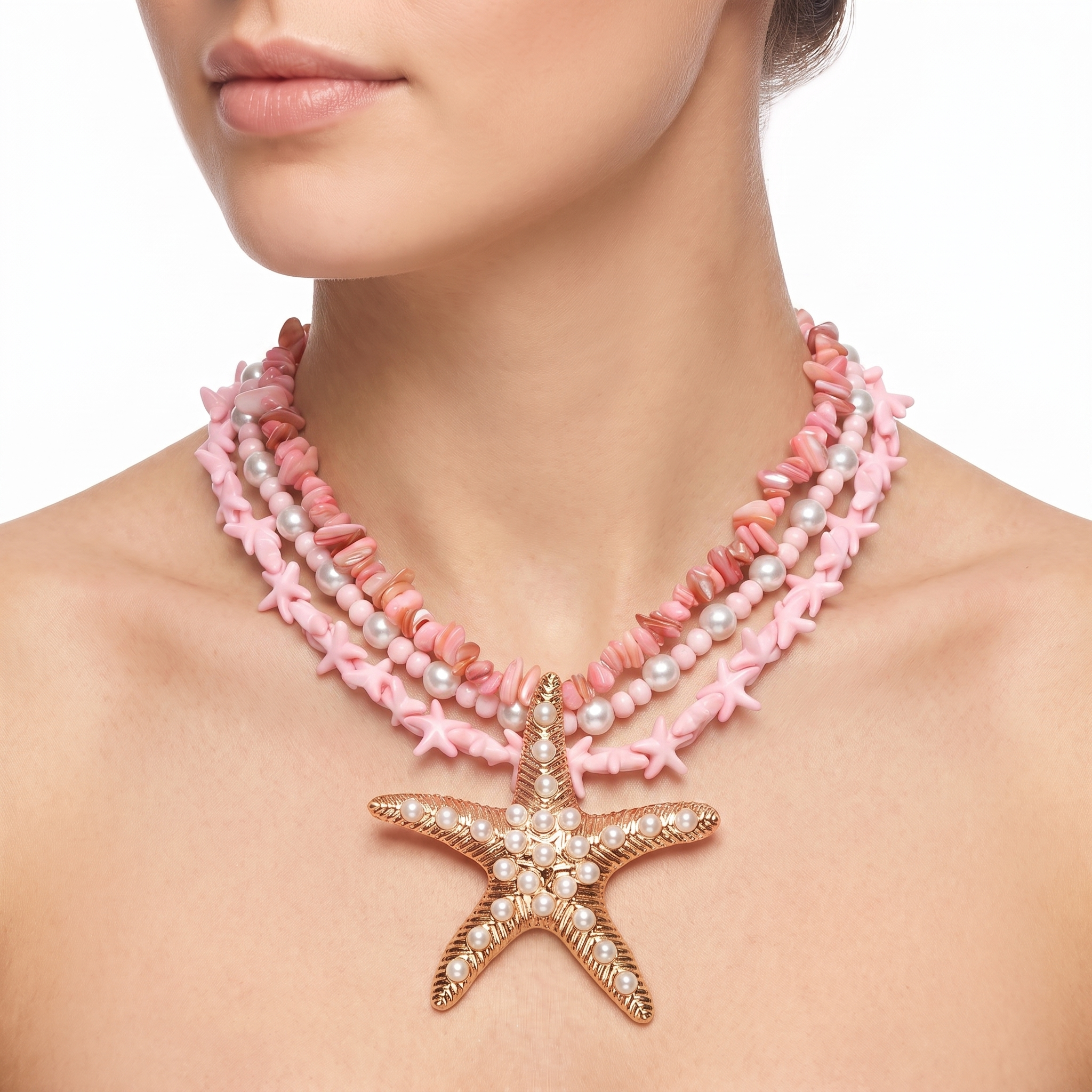 Pink Starfish Layered Necklace